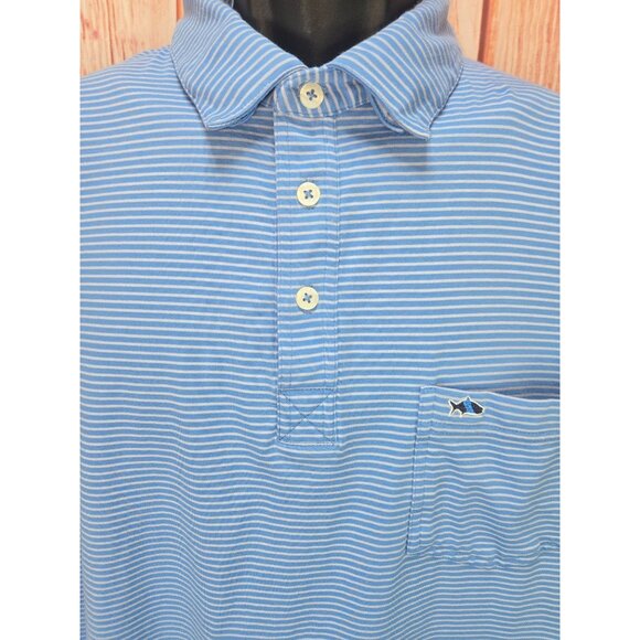 Fish Hippie Mens Blue Striped Polo XXL - Picture 3 of 8